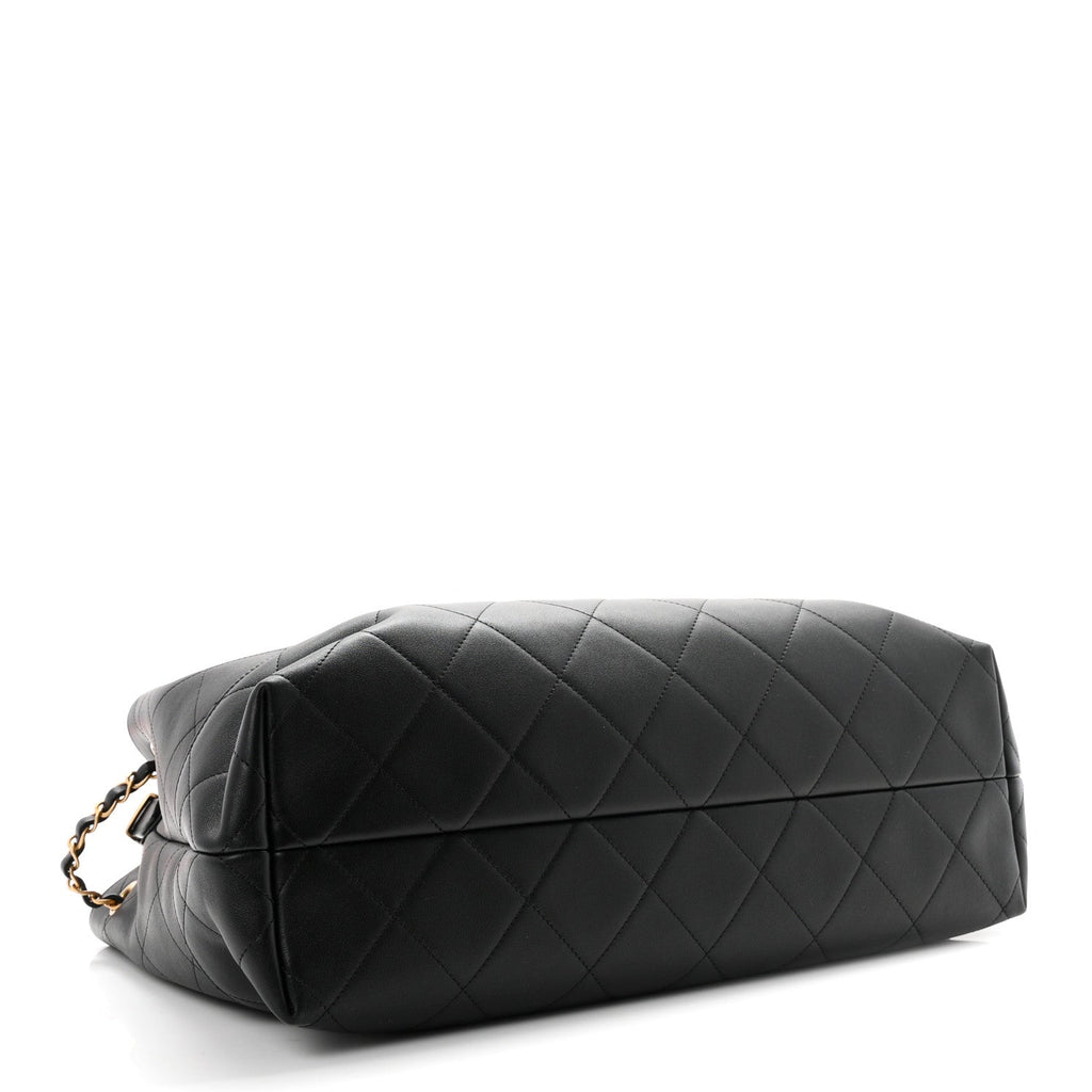 Calfskin Quilted Small Coco Base Shopping Bag Black
