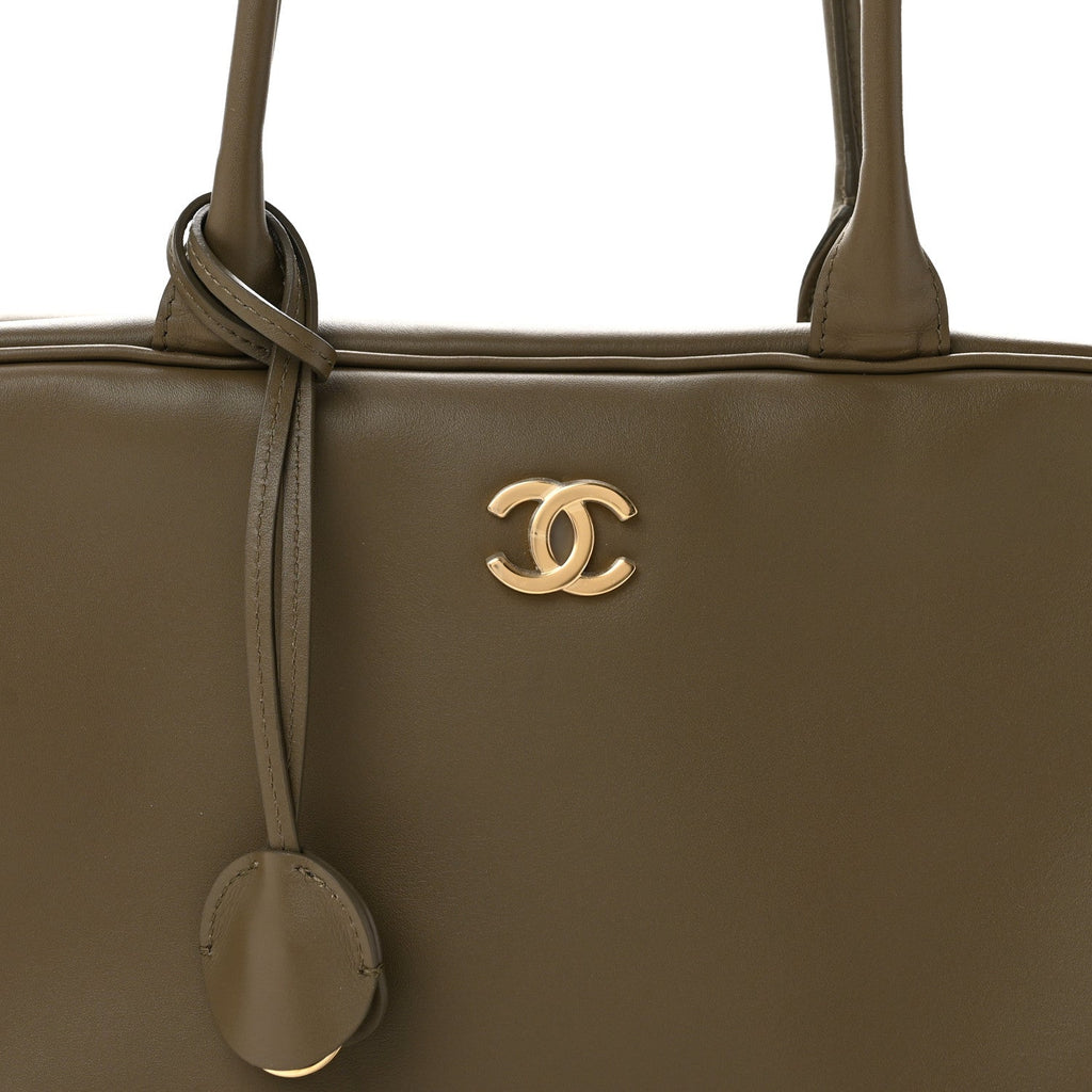 Calfskin Large Perfect Bowling Bag Dark Khaki