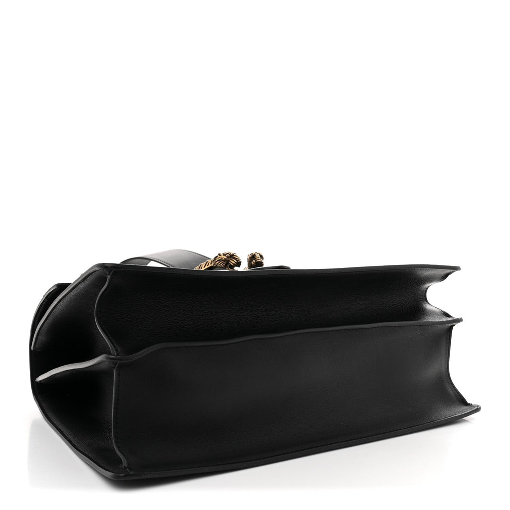 Calfskin Bamboo Web Large Dionysus Top Handle Bag Black Bright Evergreen Hibiscus Red