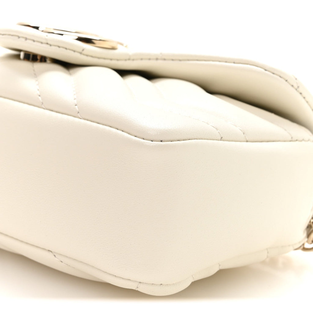 Lambskin Matelasse Mini GG Marmont Shoulder Bag White