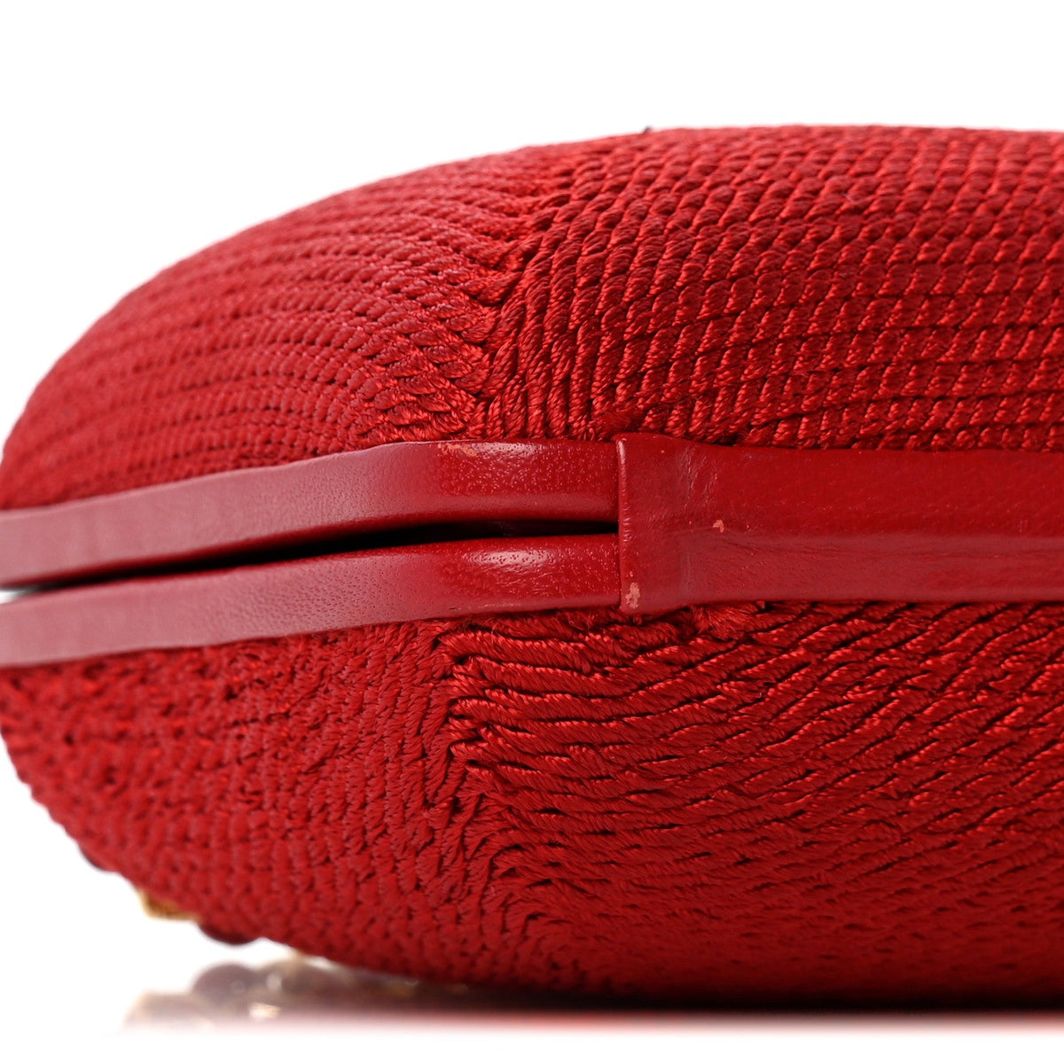 Woven Raffia Clutch With Chain Bag Red