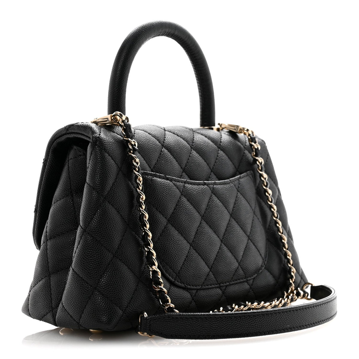 Caviar Quilted Mini Coco Handle Flap Black
