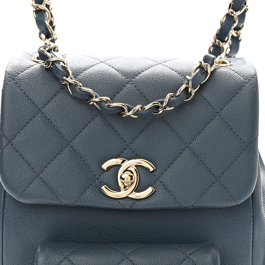 Shiny Caviar Quilted Small Cargo Duma Backpack Blue