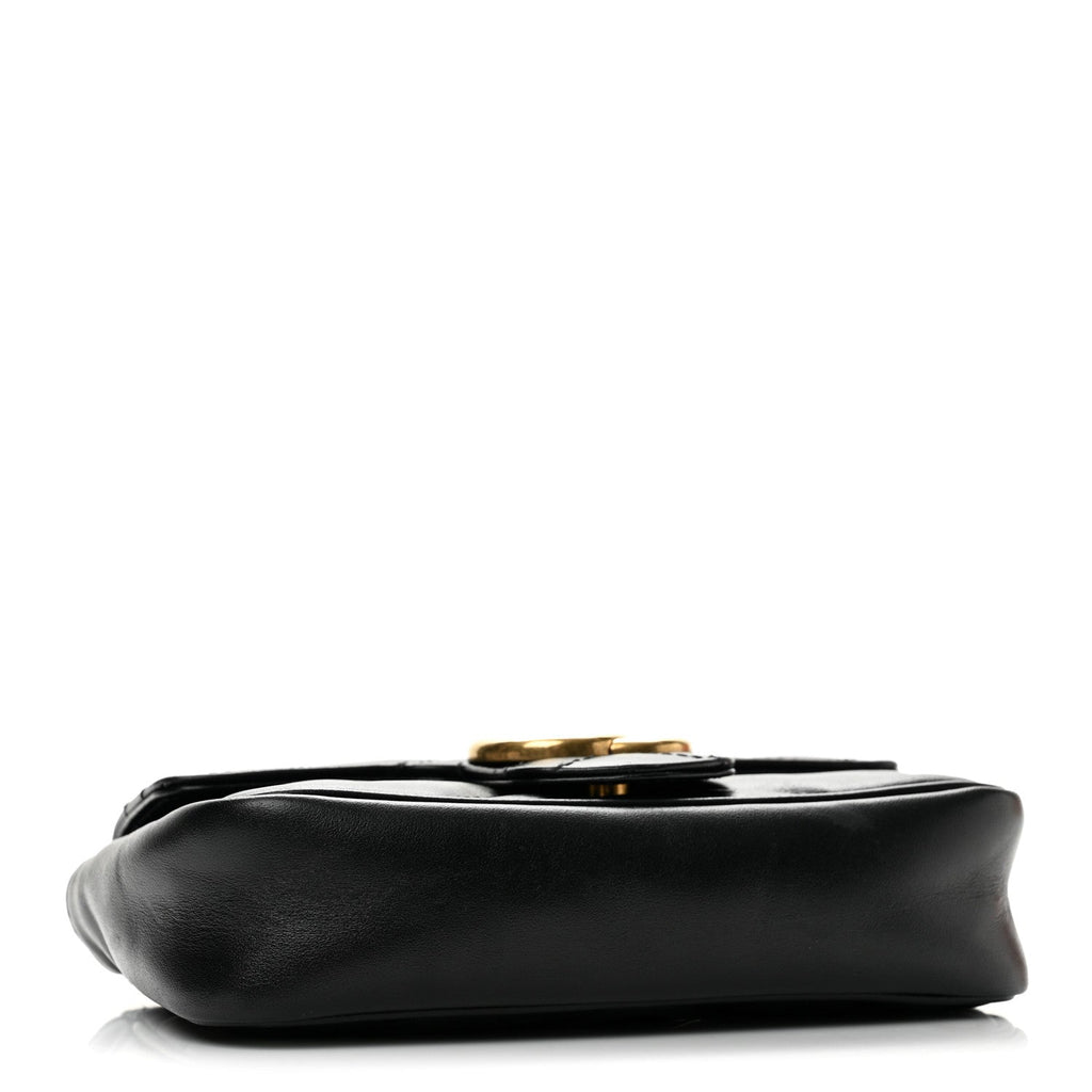 Calfskin Matelasse Super Mini GG Marmont Shoulder Bag Black