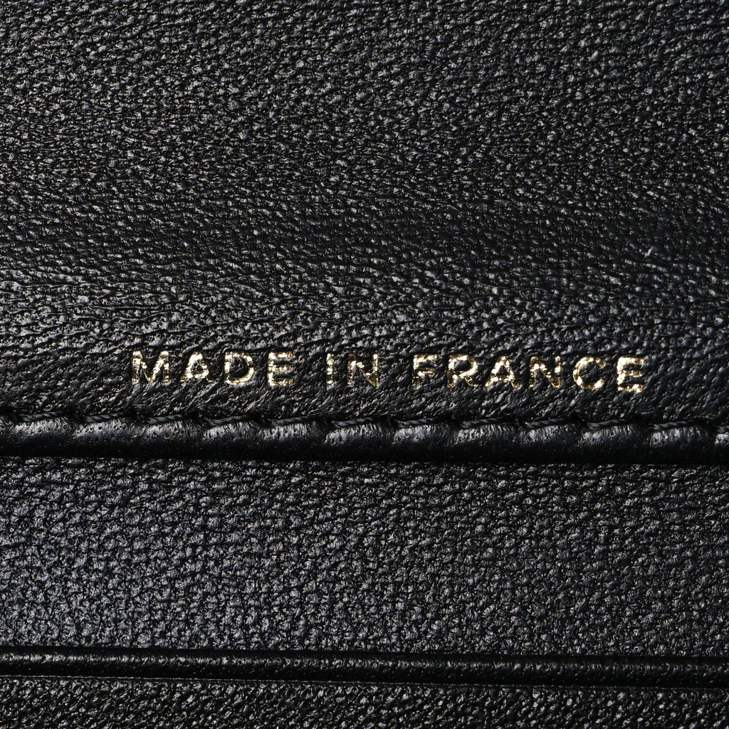 Calfskin Lizard Embossed Top Handle Long Clutch With Chain Black