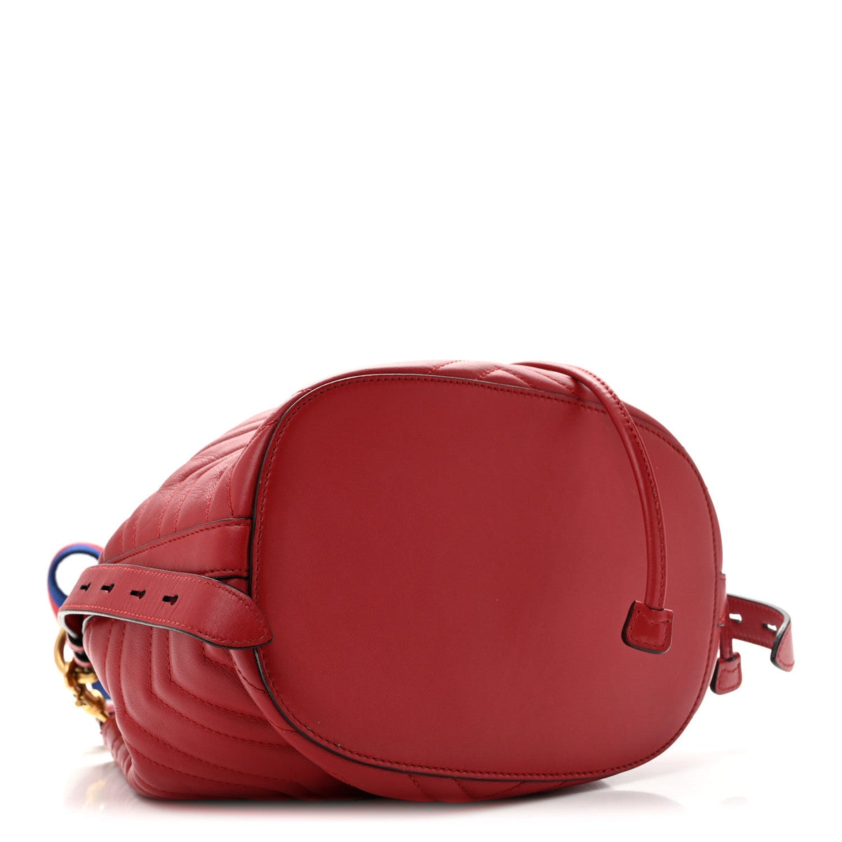 Calfskin Matelasse Sylvie Web GG Marmont Bucket Bag Hibiscus Red