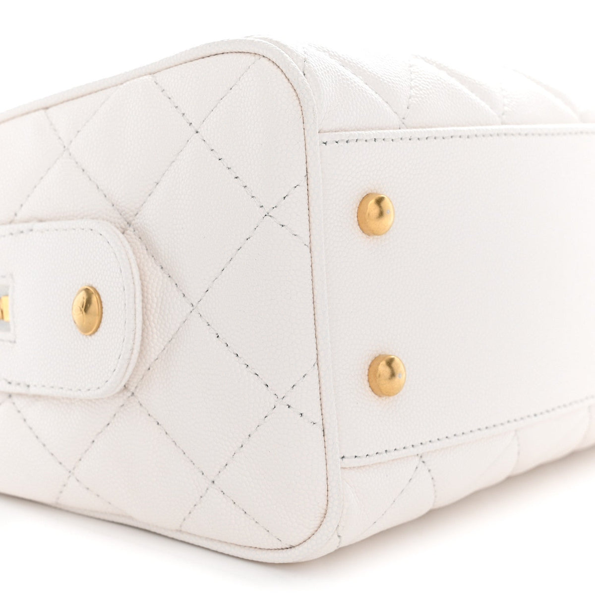 Caviar Quilted Large Bowling Bag White