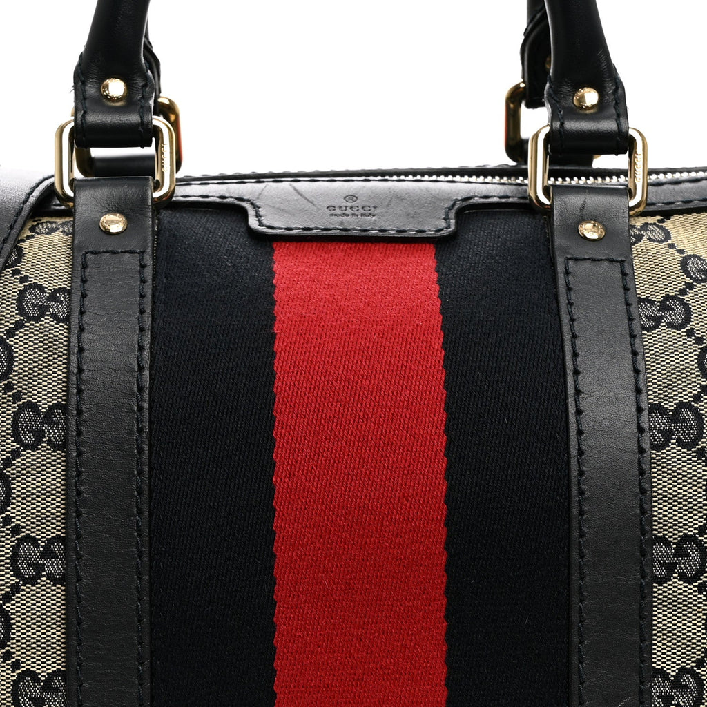 Monogram Selleria Calfskin Vintage Web Medium Boston Beige Blue