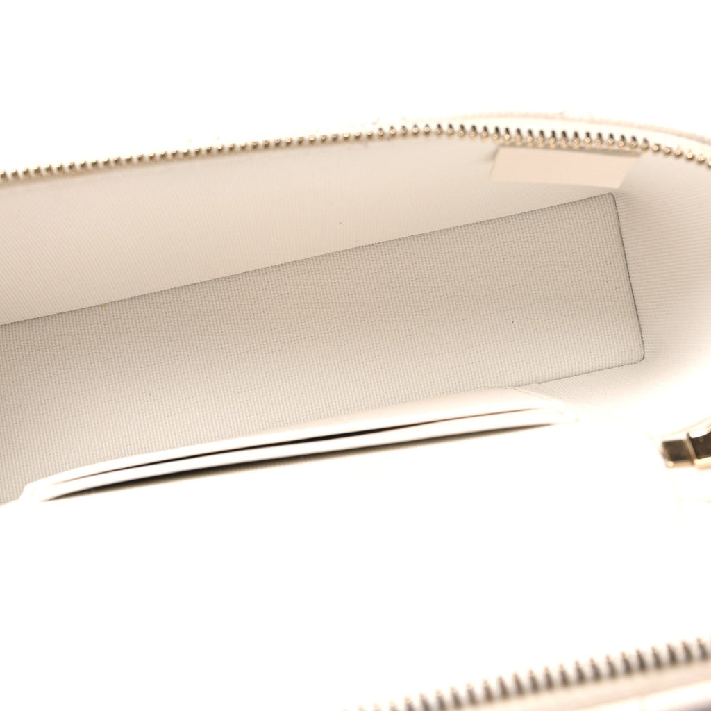 Caviar Quilted Top Handle Slim Vanity With Chain White