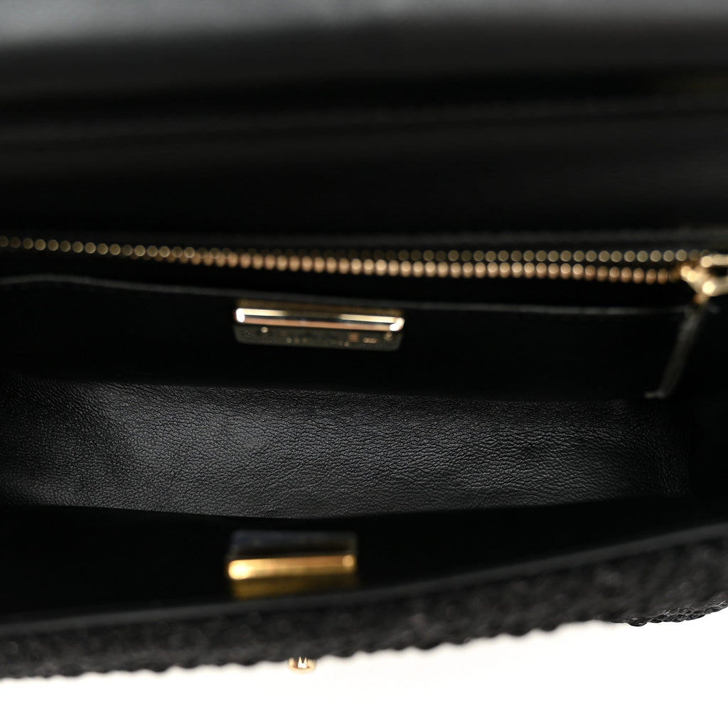 Woven Fabric Mini Rectangular Flap Black