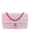 Tweed Quilted Enamel CC Logo Mini Rectangular Flap Pink Multicolor
