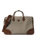 GG Supreme Monogram Azalea Calfskin Retro Interlocking G Large Duffle Bag Beige Ebony Brown Sugar