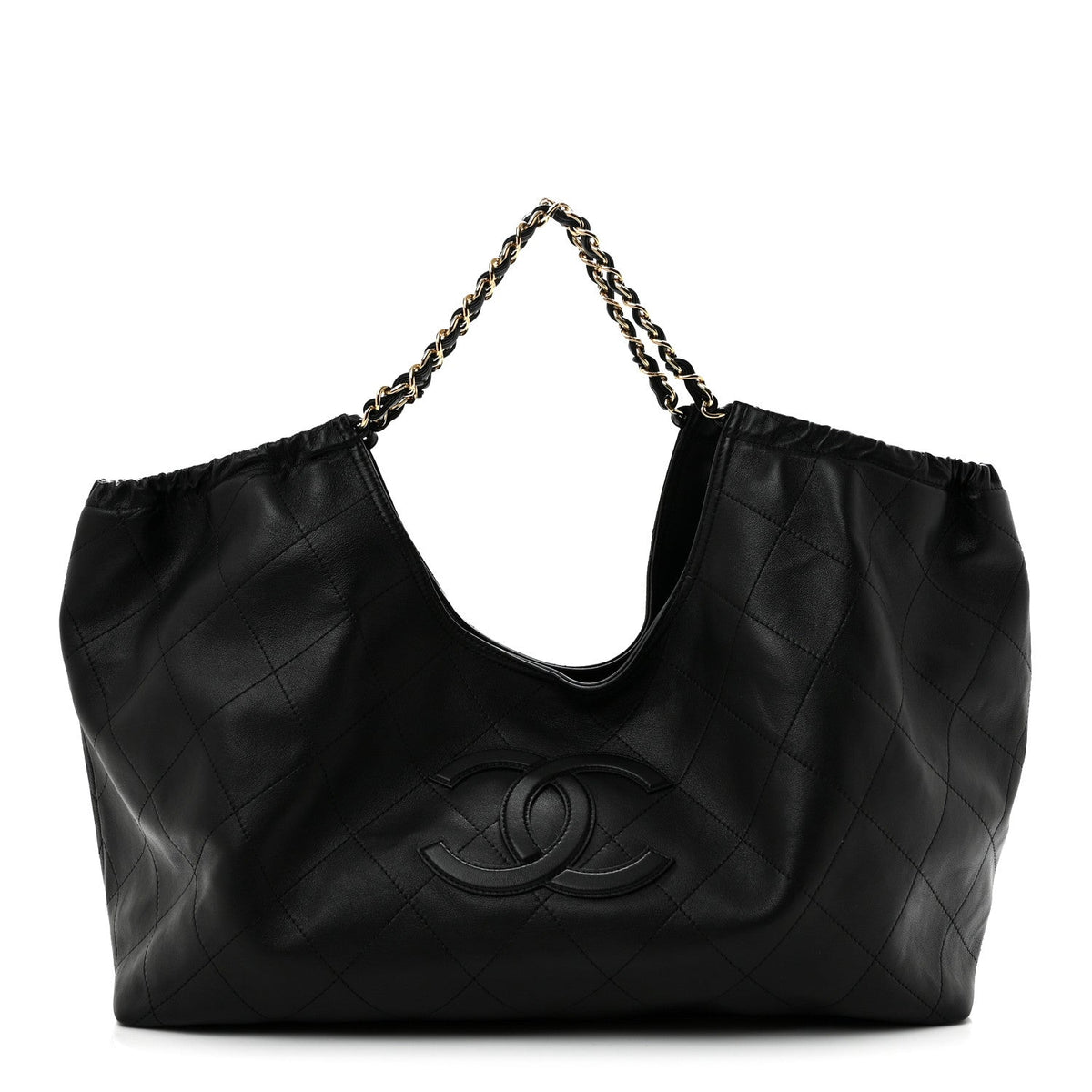 Lambskin Quilted Neo Cabas Shopping Tote Black