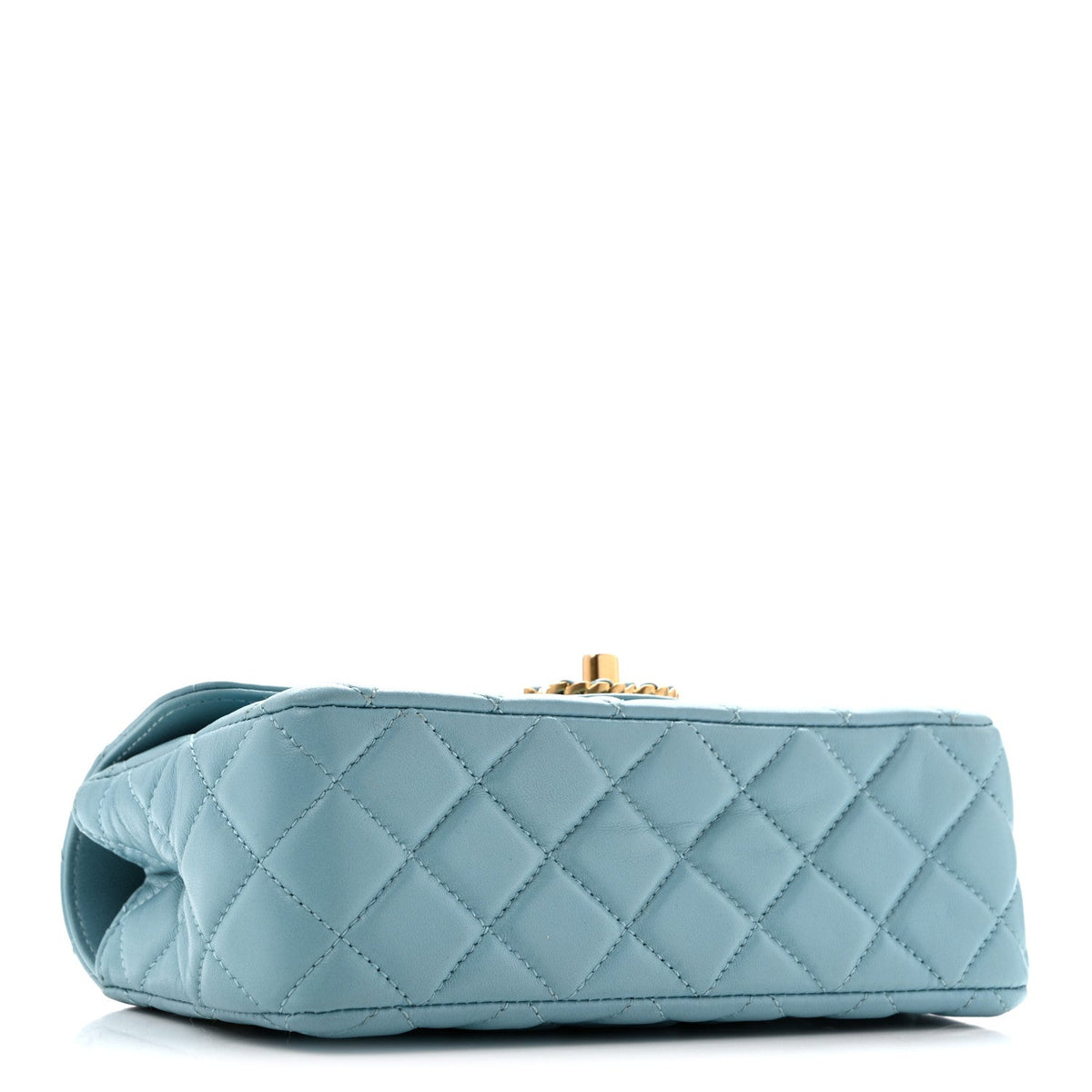 Lambskin Quilted Mini Strass On Top Flap Blue