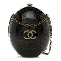 Plexiglass Shell CC Round Minaudiere Clutch Brown