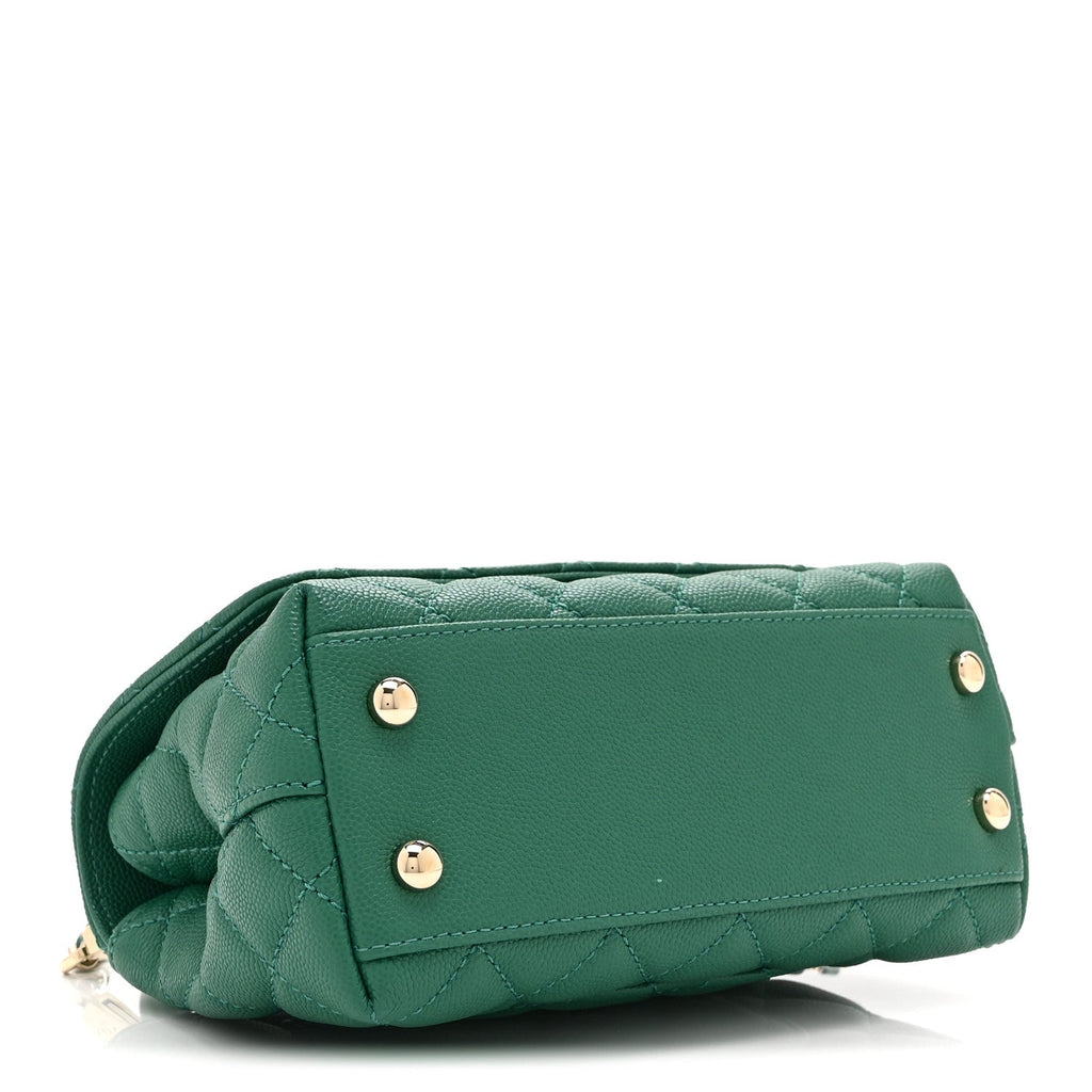 Caviar Quilted Extra Mini Coco Handle Flap Green