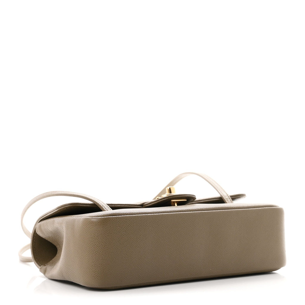 Shiny Caviar Preppy Coco Small Flap Dark Khaki
