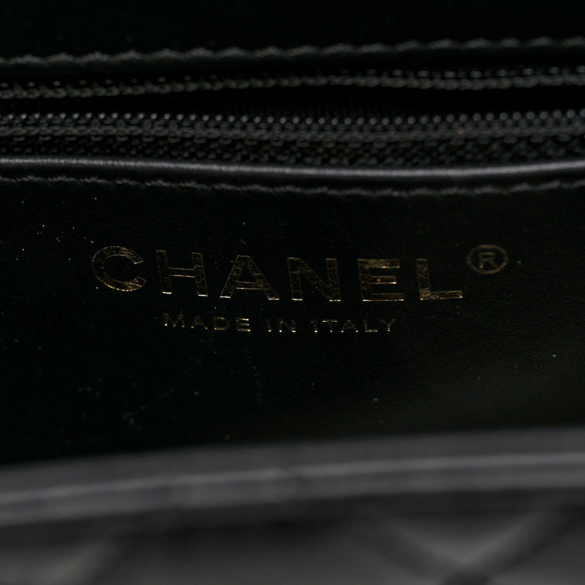 Shiny Aged Calfskin Quilted Mini Kelly Shopper Black