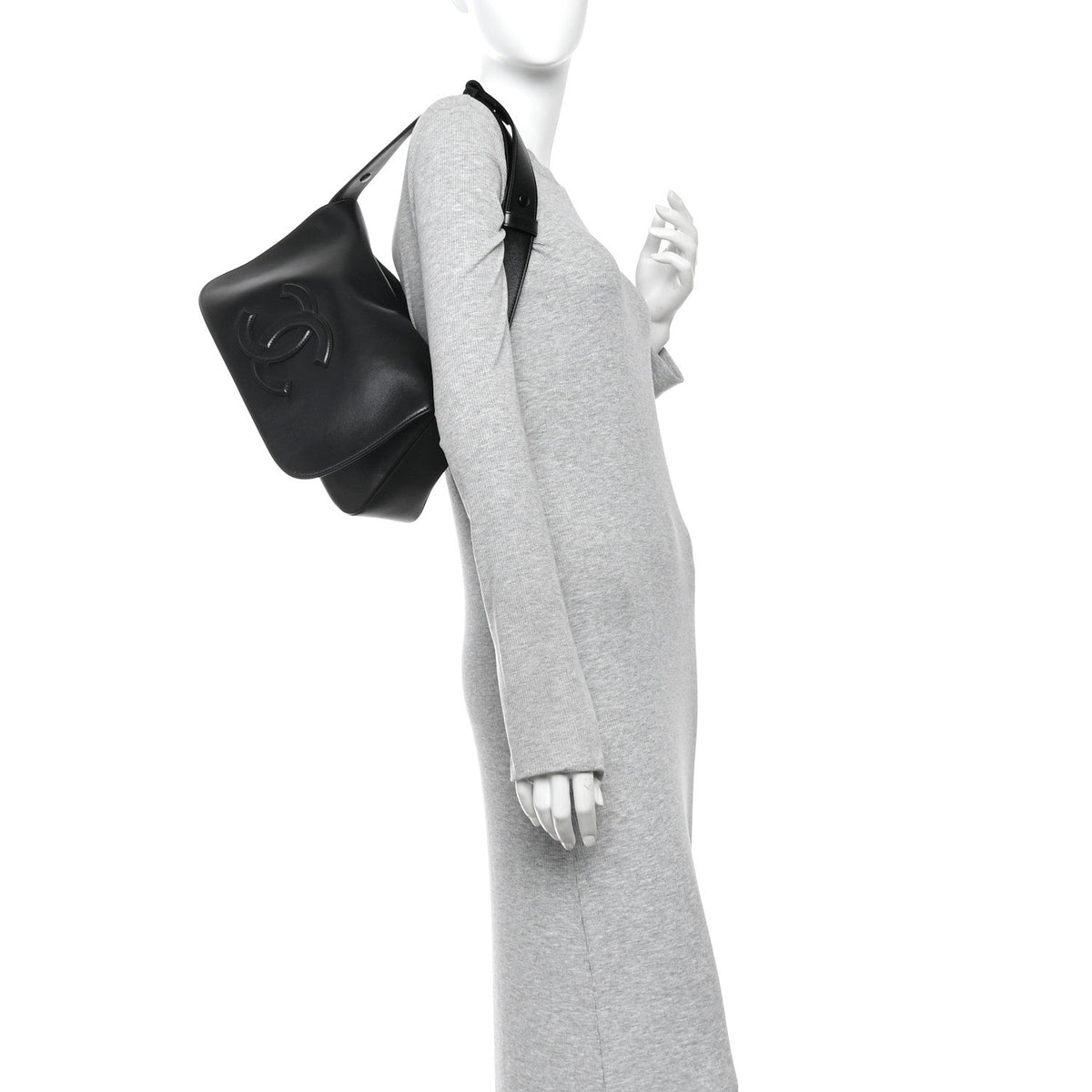 Lambskin CC Maxi Messenger Bag Black