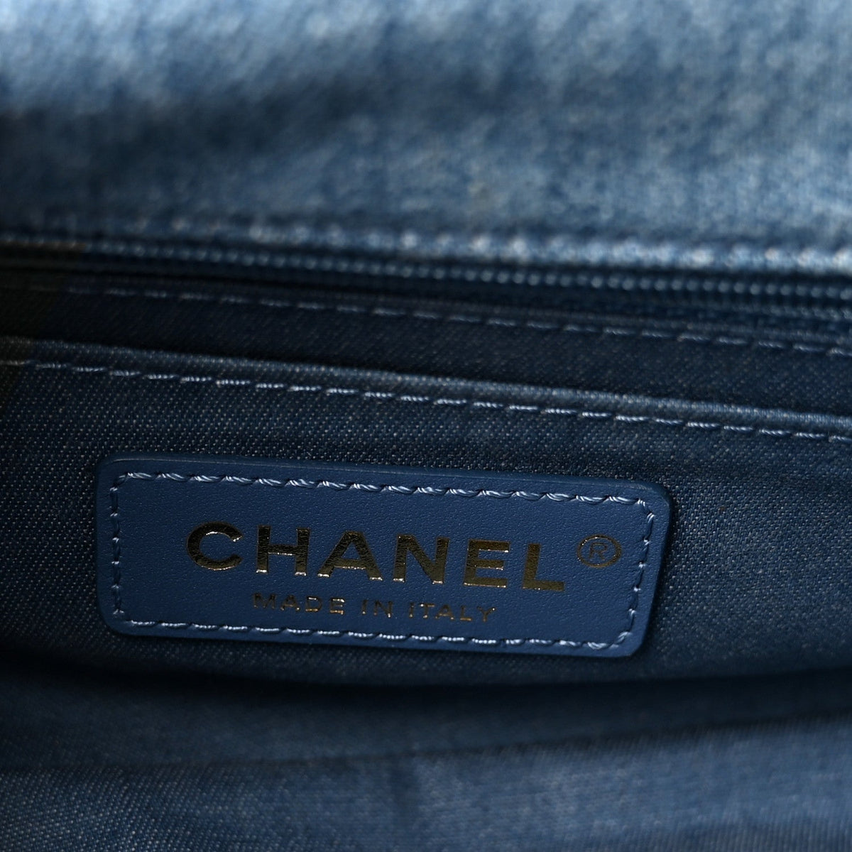 Denim Quilted Mini Pearl Crush Rectangular Flap Blue