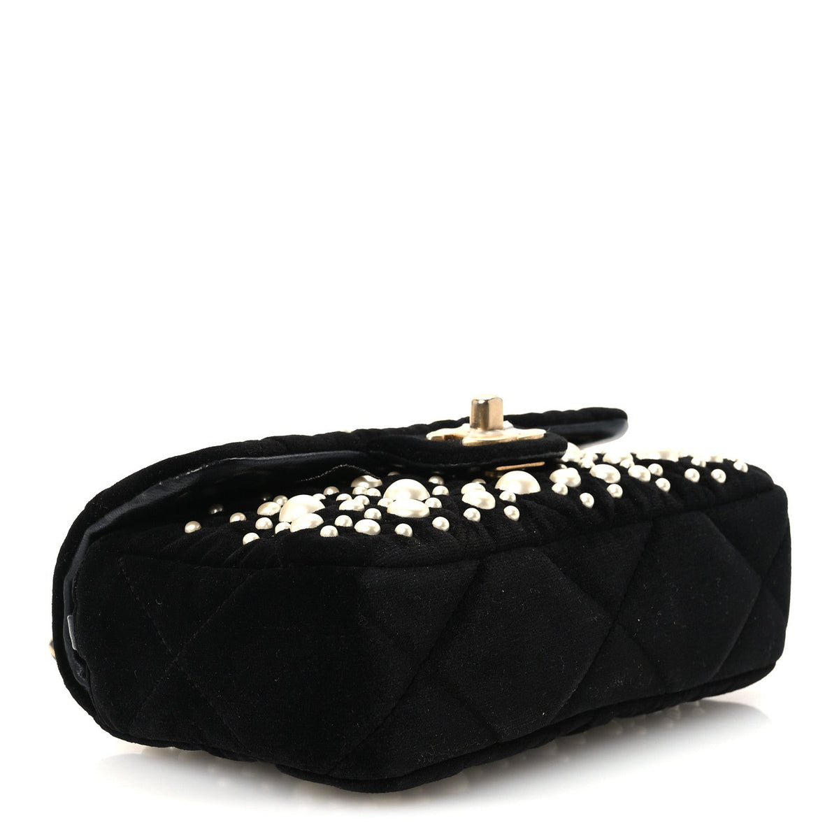 Velvet Pearl Mini Flap Bag Black