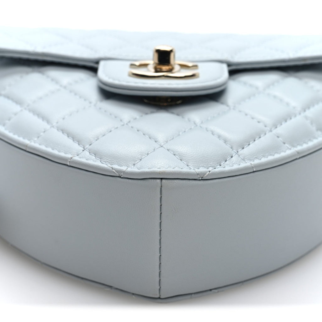 Lambskin Quilted Large CC In Love Heart Bag Light Blue