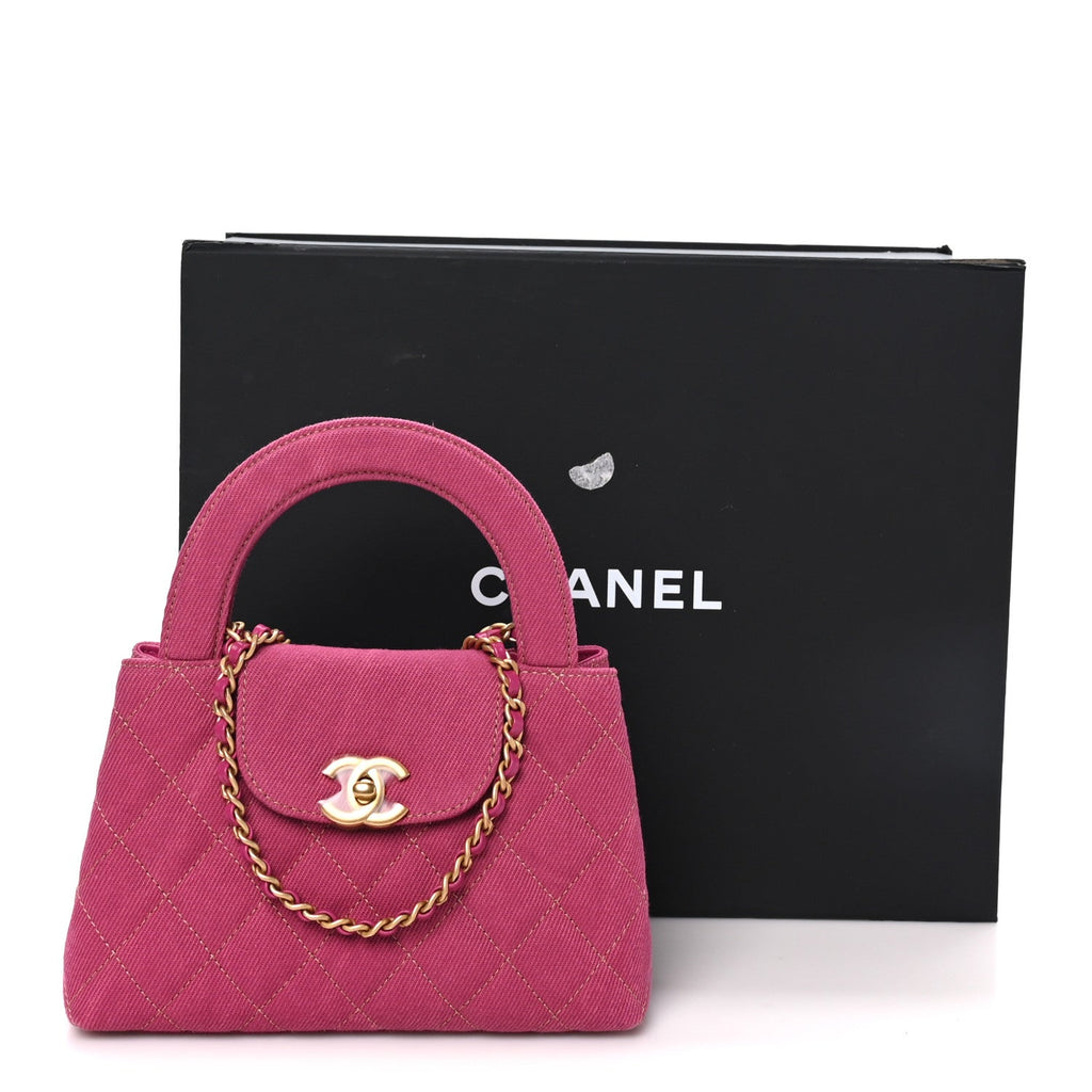 Denim Quilted Nano Kelly Shopper Fuchsia