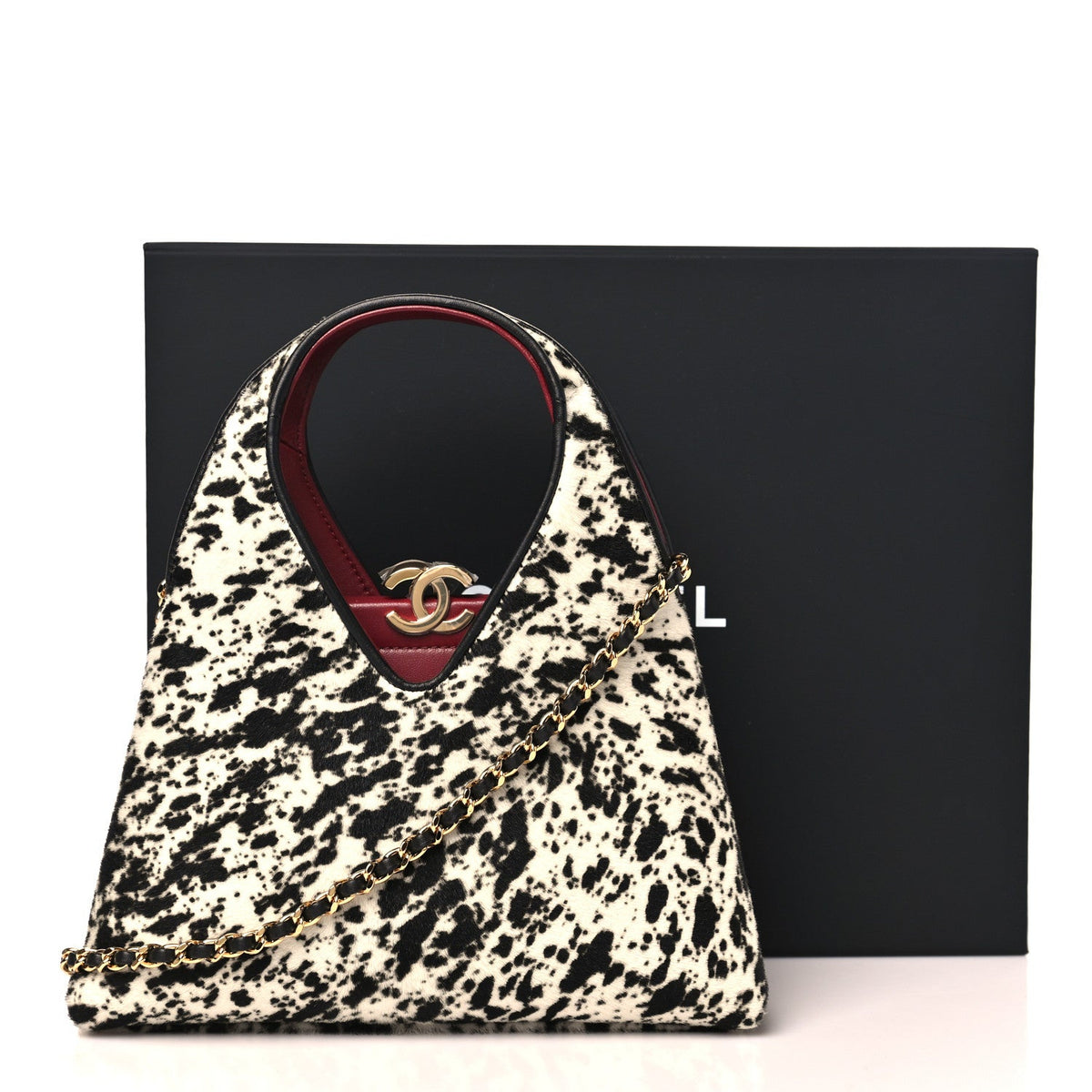 Pony Hair Printed Chic Lady Small Shopping Tote White Black