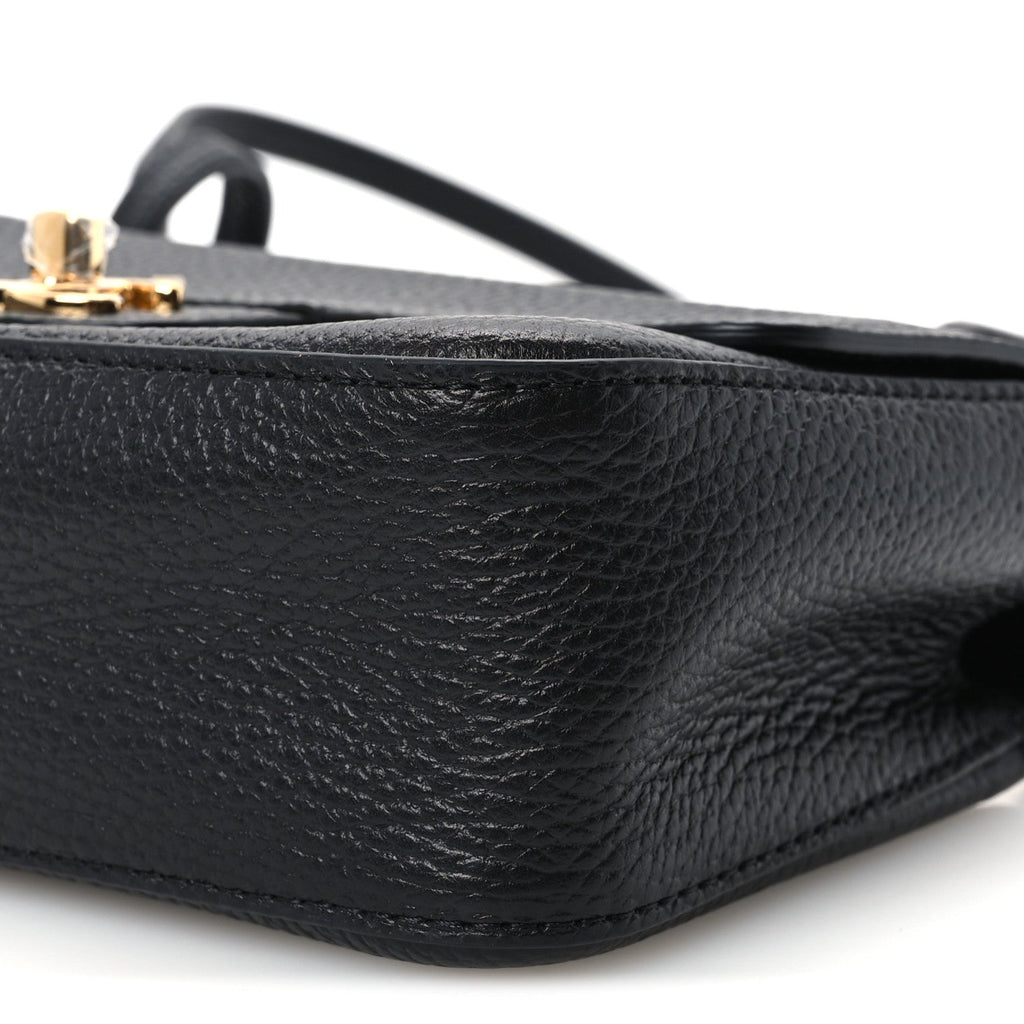 Grained Calfskin Mini Souplissimo Maxi Flap Black