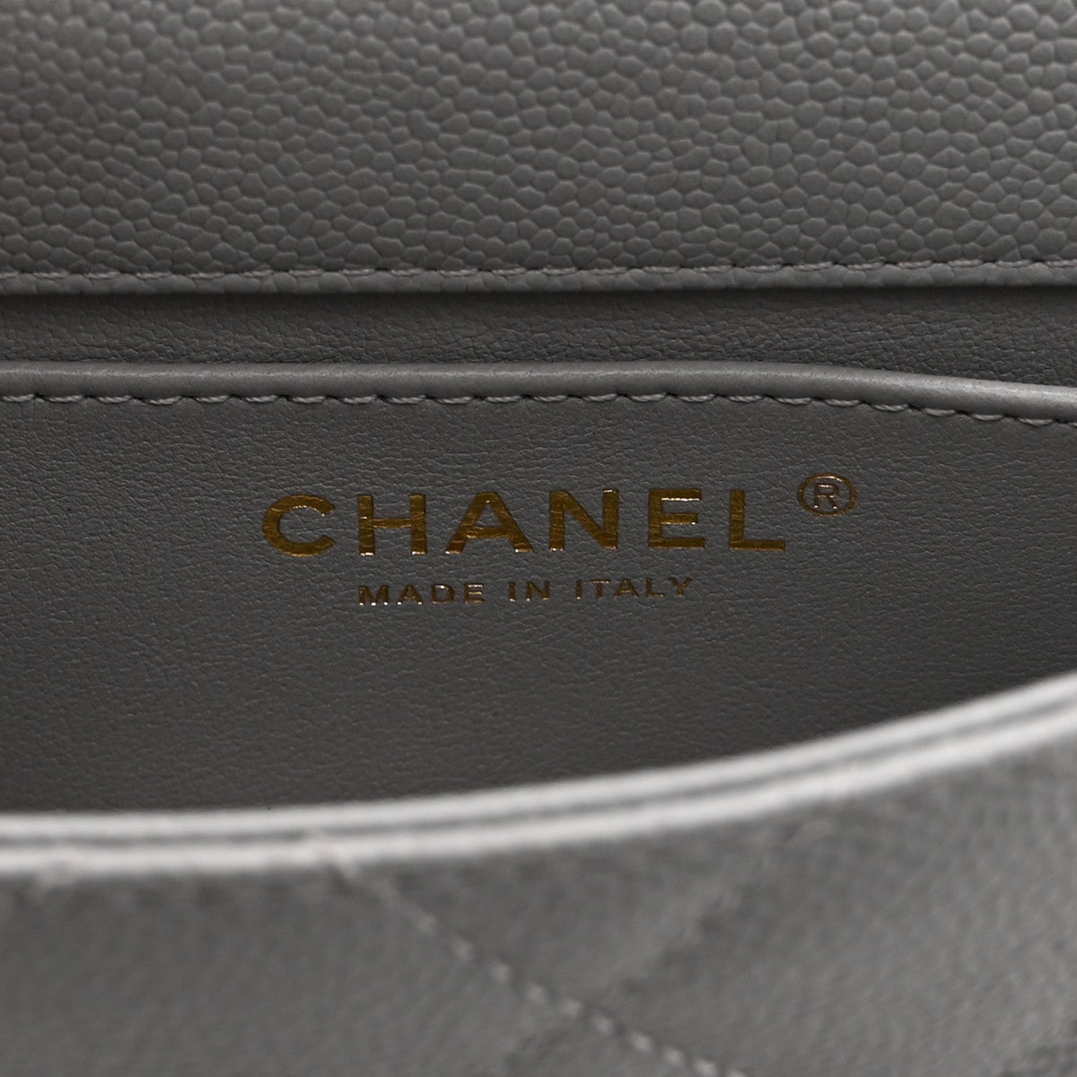Caviar Quilted Mini Sweetheart Rectangular Flap Light Grey