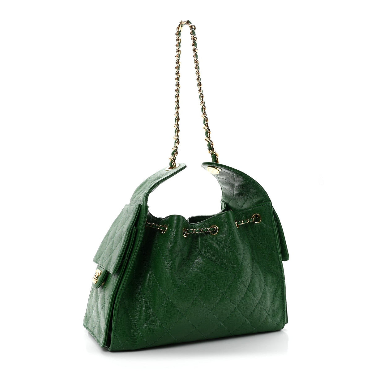 Caviar Quilted Small Chanel 25 Handbag Green