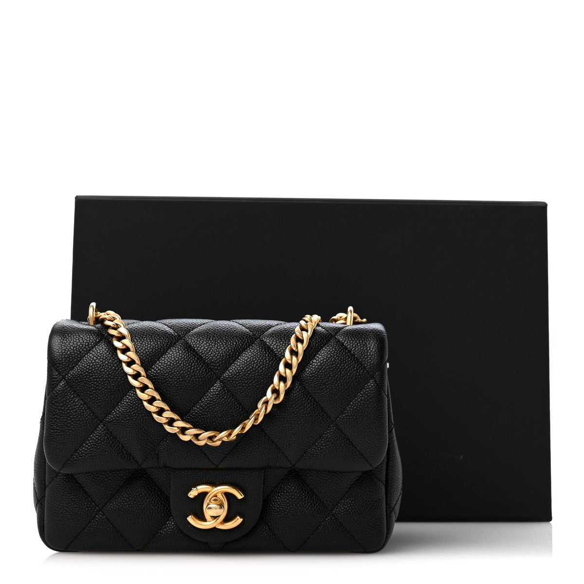 Caviar Quilted Mini Sweetheart Rectangular Flap Black