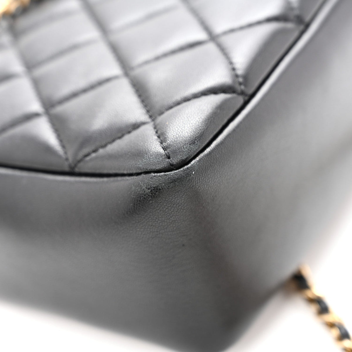 Lambskin Quilted Large Camera Case Black