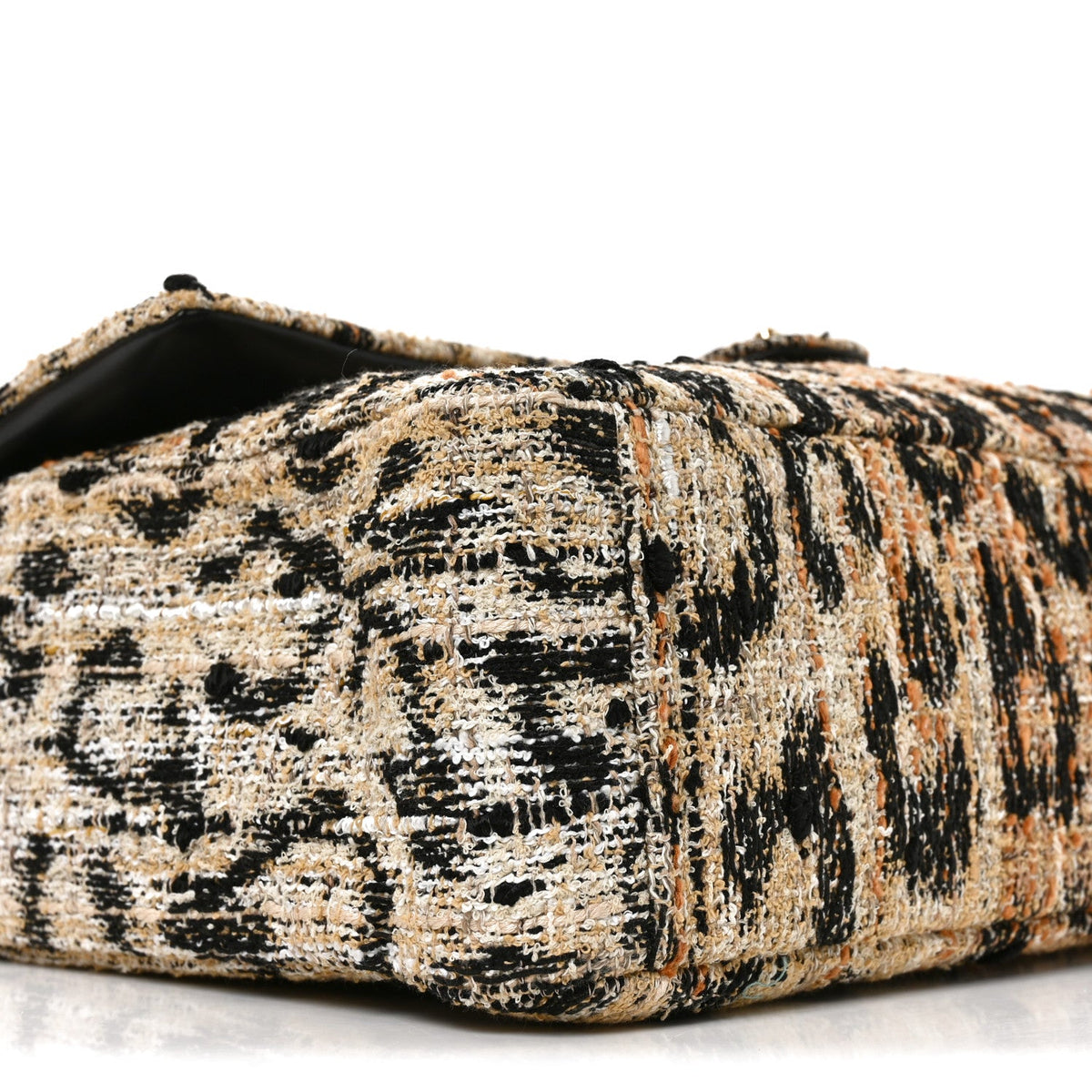 Tweed Mixed Fibers Leopard Print Souplissimo Maxi Flap Brown Black White