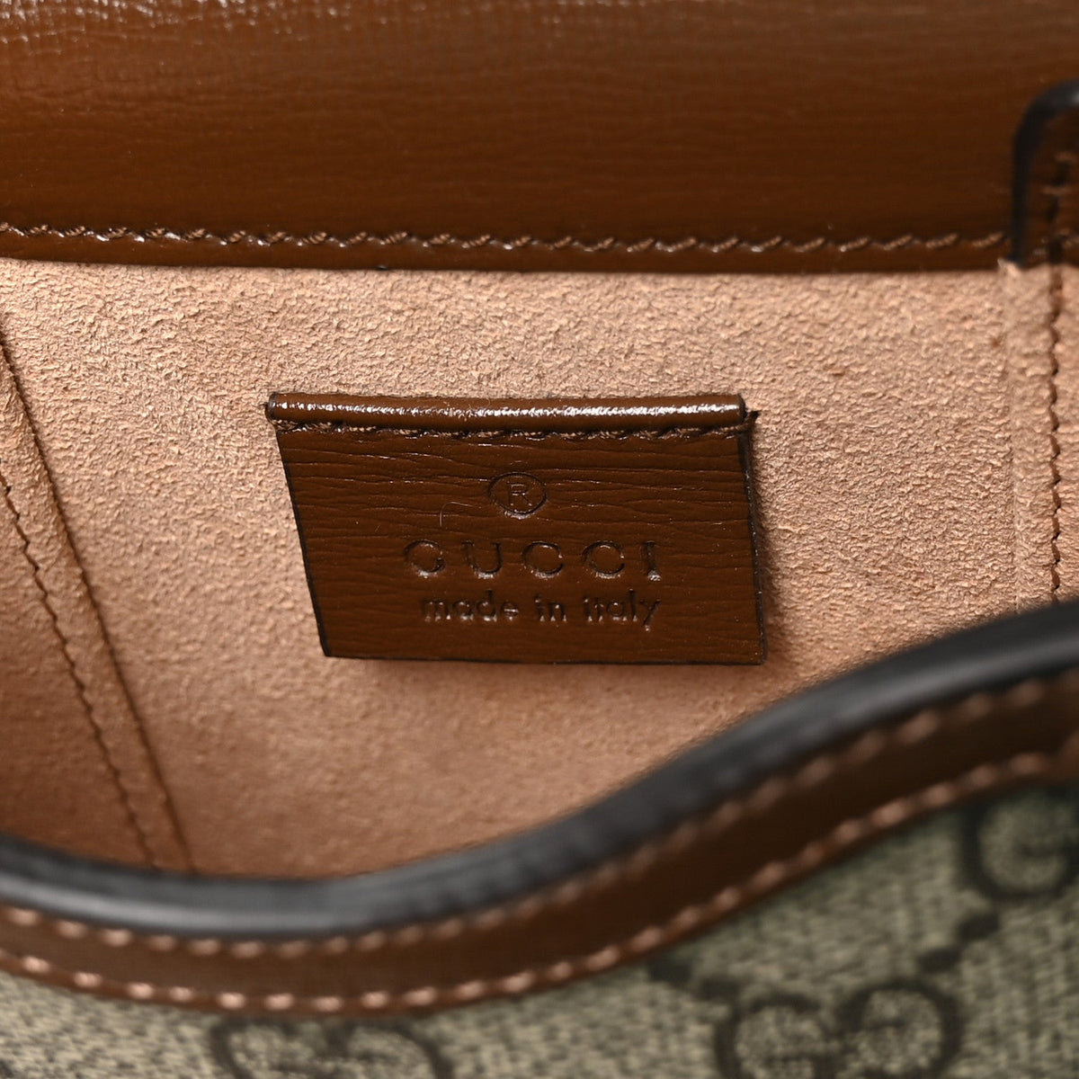 GG Supreme Monogram Mini Horsebit 1955 Crossbody Bag Beige Brown Sugar