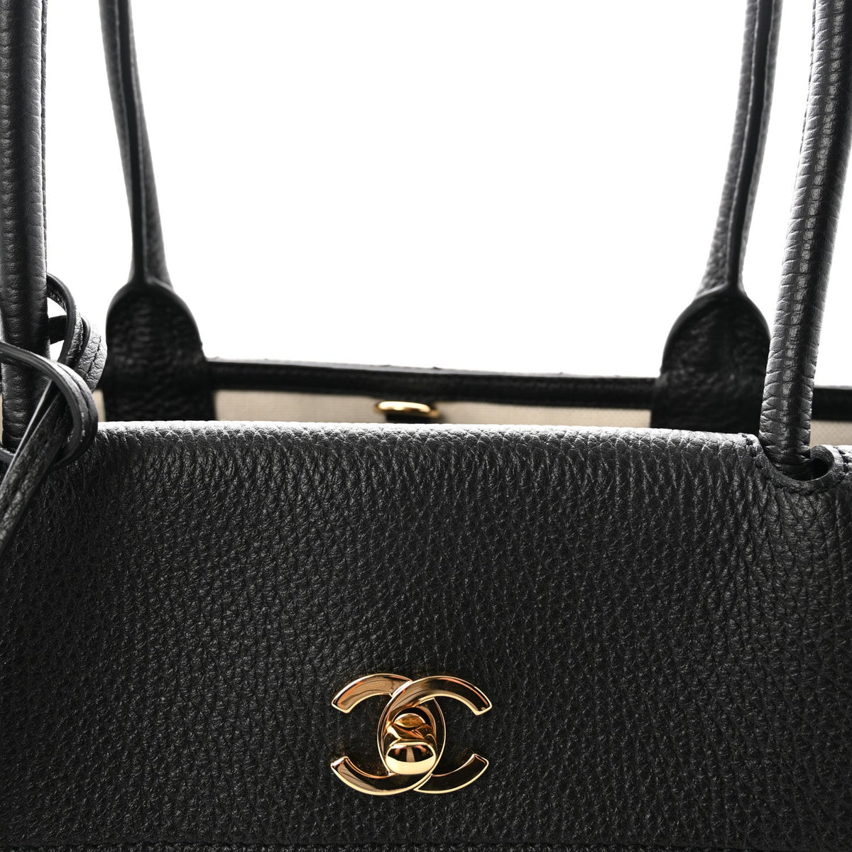Grained Calfskin Stitched Urban Essentials Shopping Bag Black