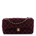 Suede Calfskin Maxi Flap Burgundy