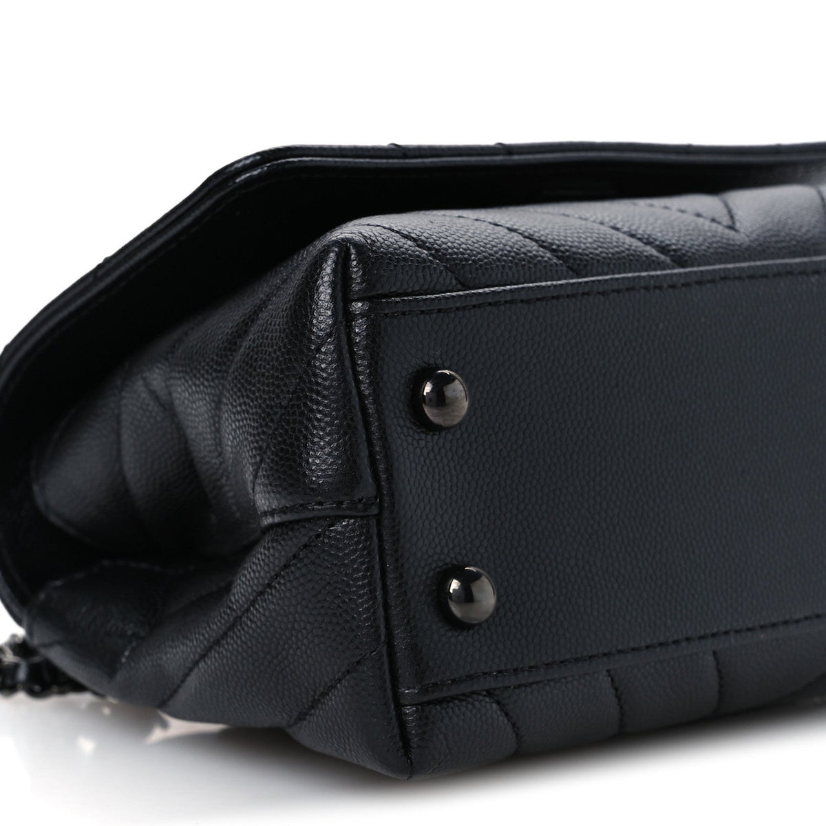 Caviar Chevron Quilted Extra Mini Coco Handle Flap So Black