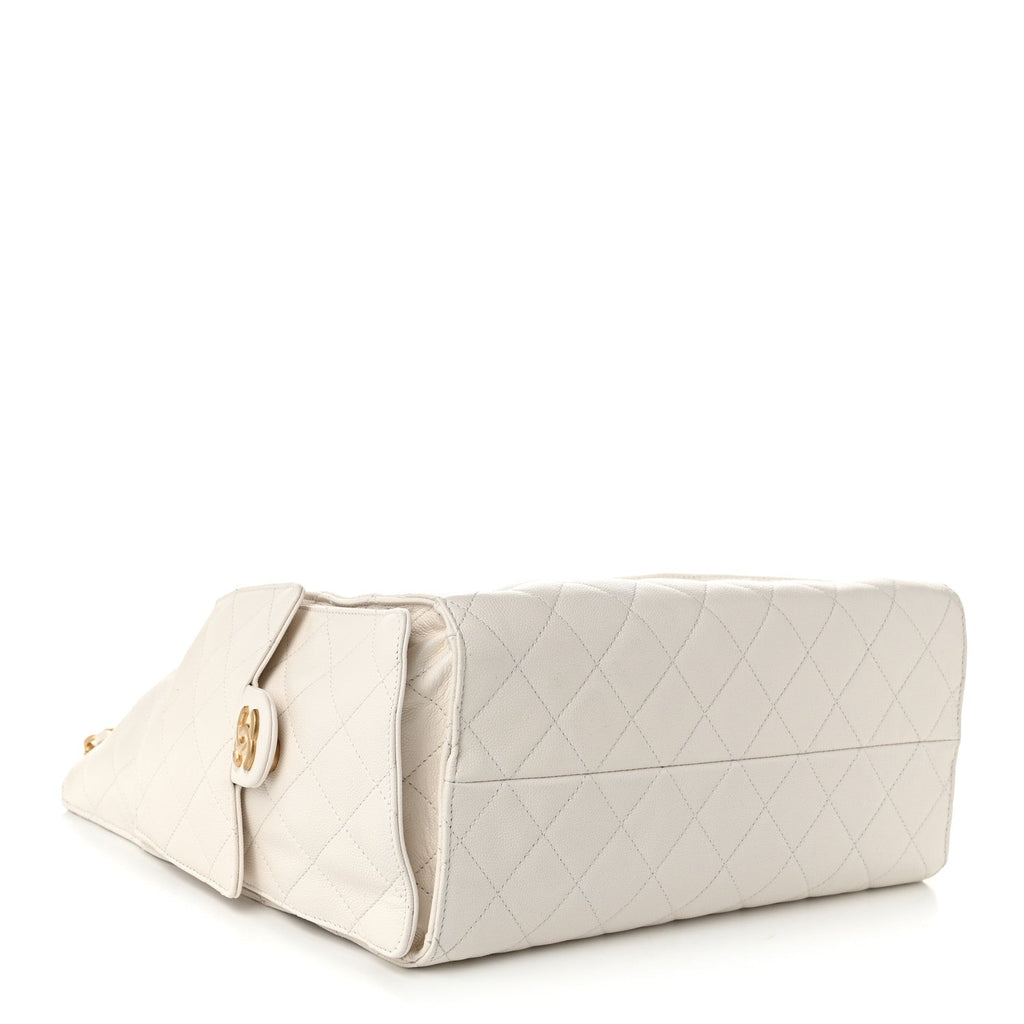 Caviar Quilted Medium Chanel 25 Handbag White