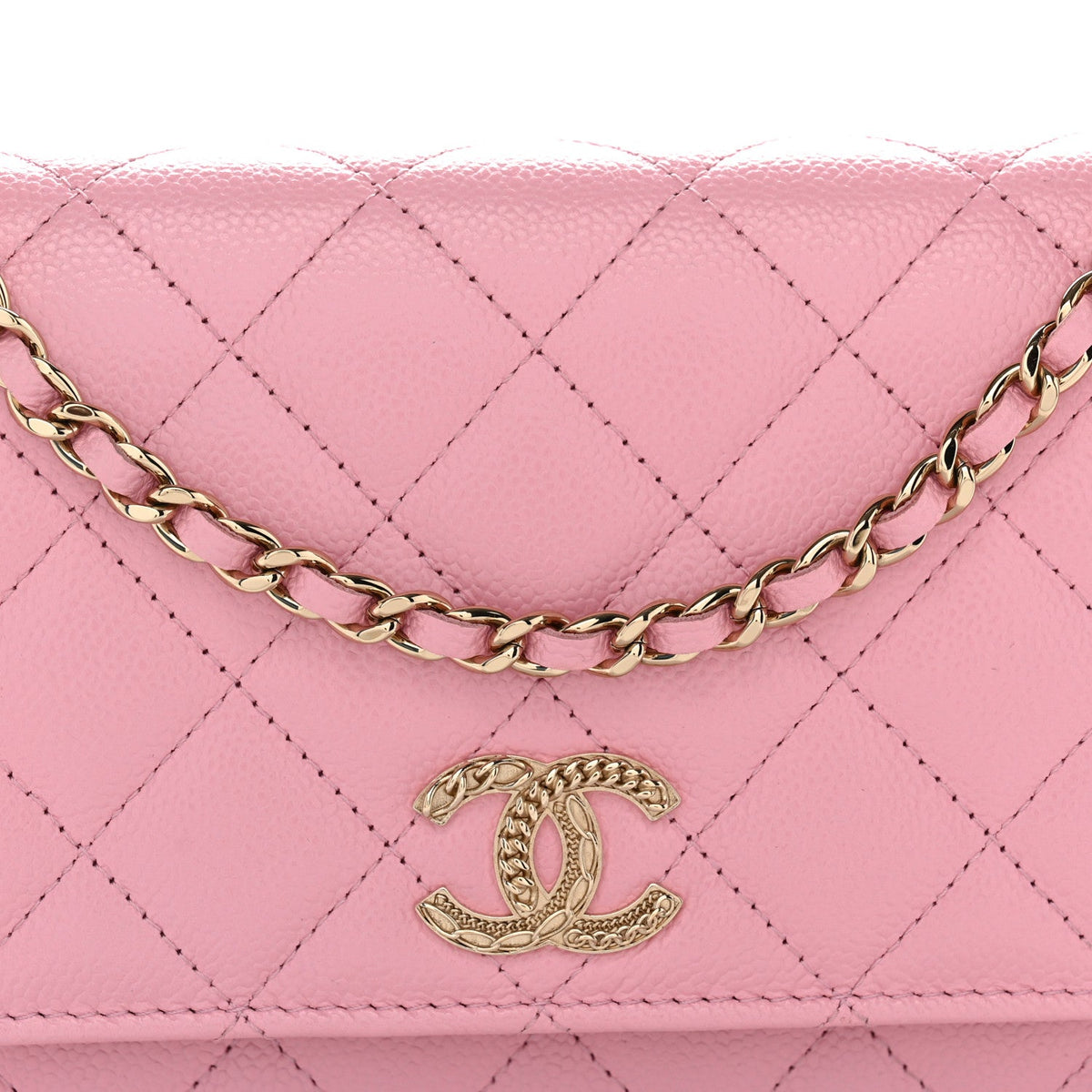 Caviar Quilted Multi Chain Wallet On Chain WOC Light Pink