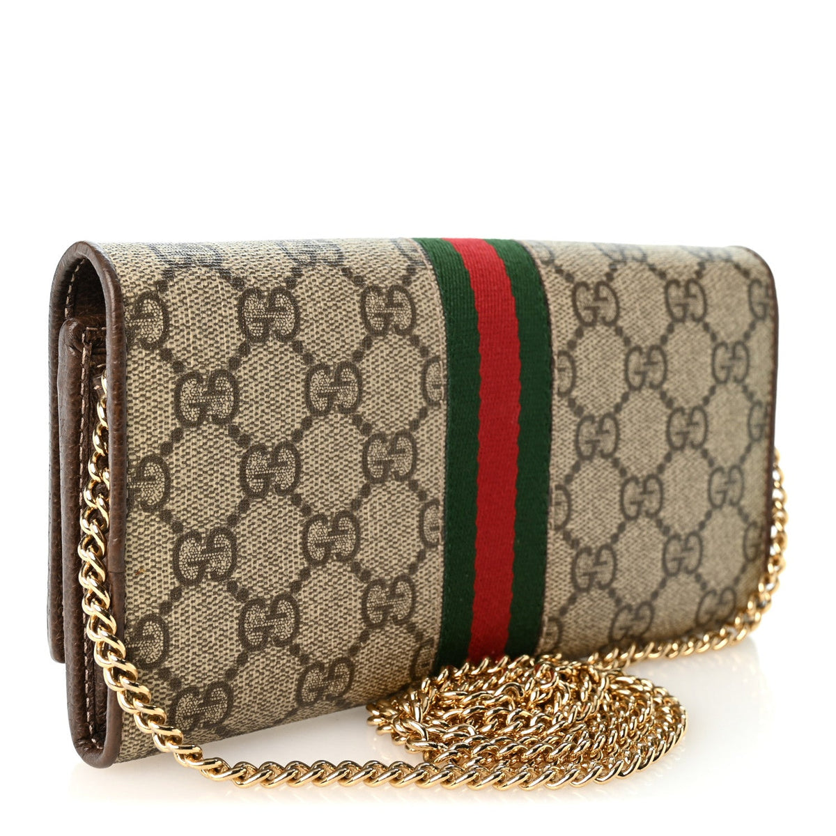 GG Supreme Monogram Web Ophidia Wallet On Chain Brown
