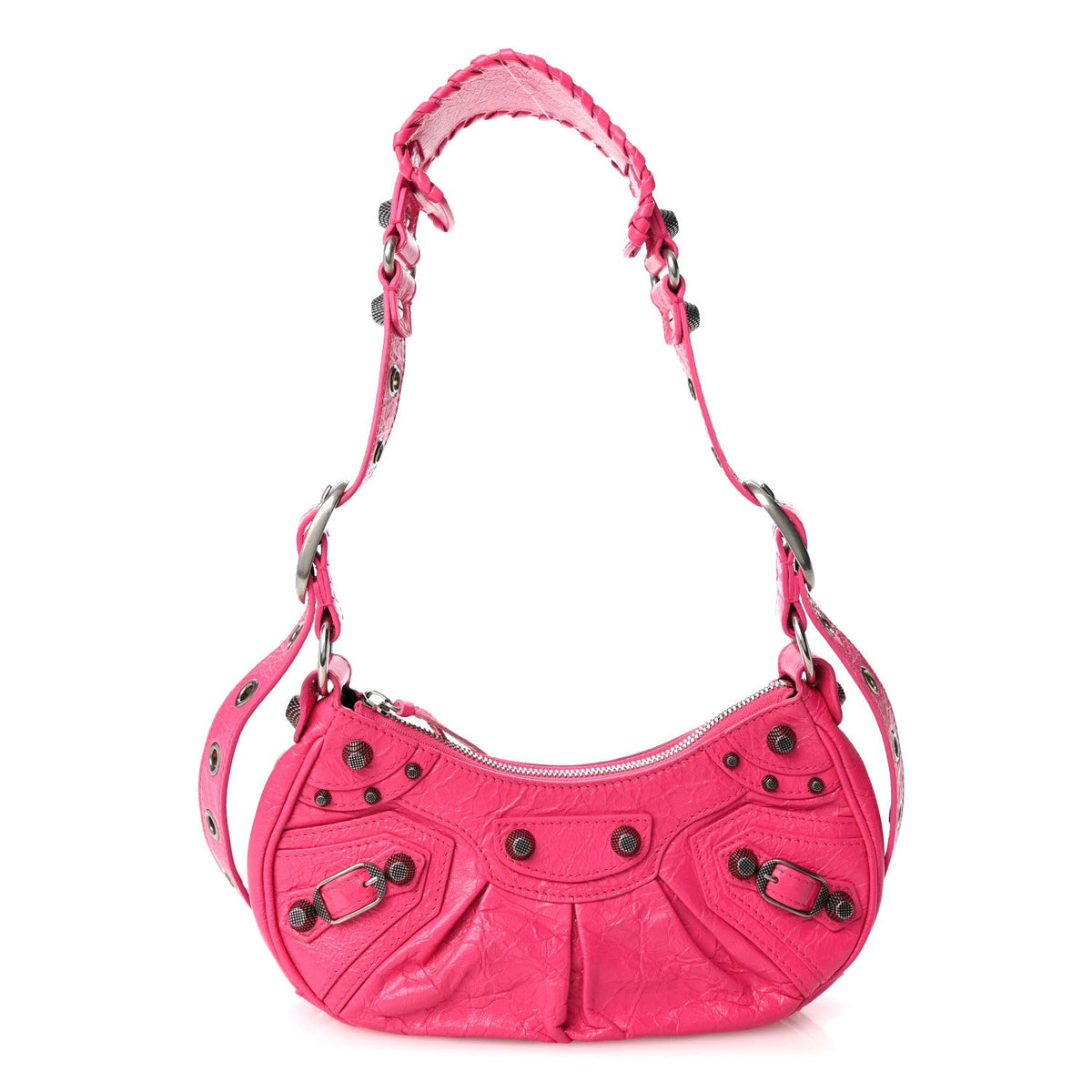 Agneau Arena Le Cagole Shoulder Bag XS Violet Fuxia