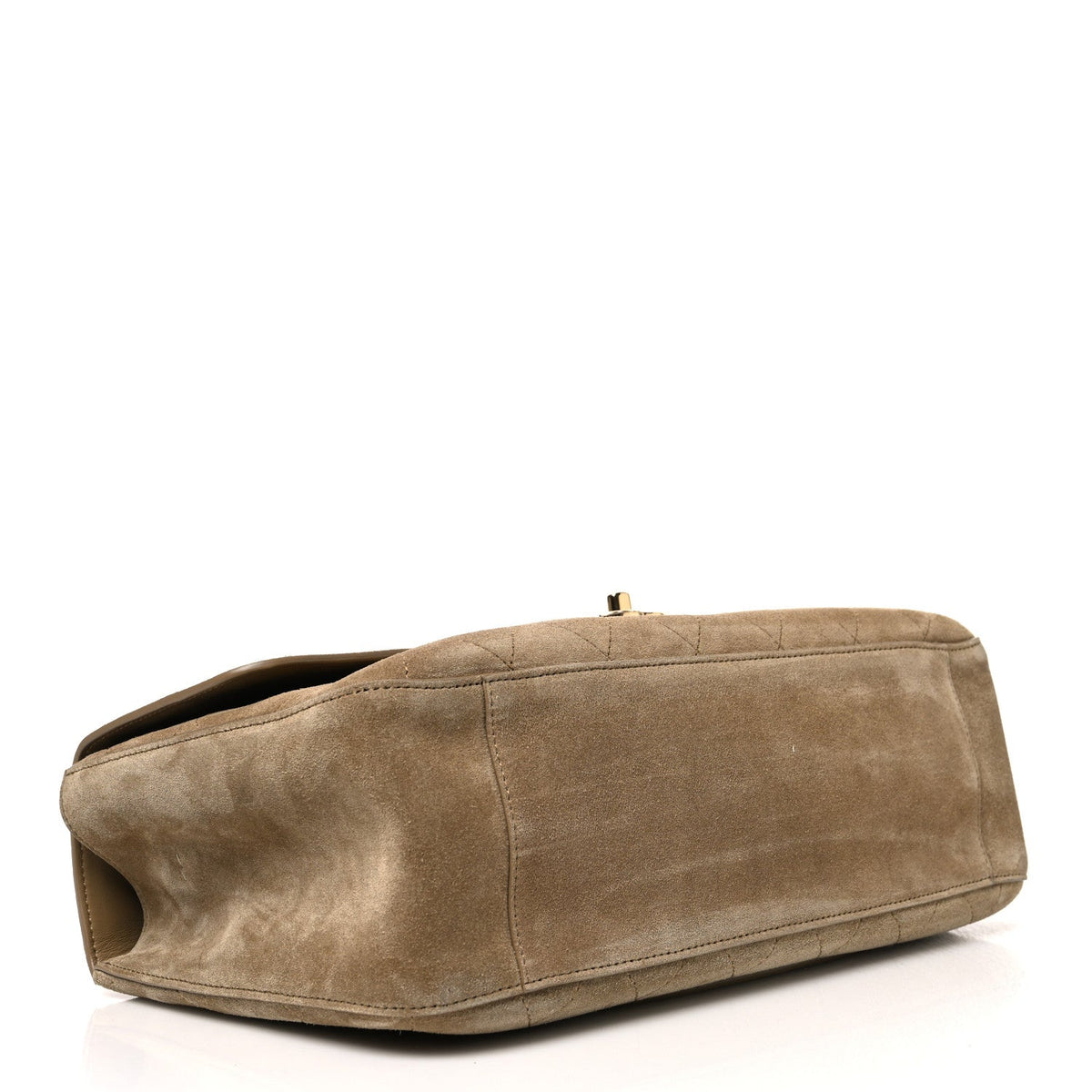 Suede Calfskin Small Souplissimo Maxi Flap Dark Beige