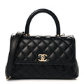 Caviar Quilted Mini Coco Handle Flap Black