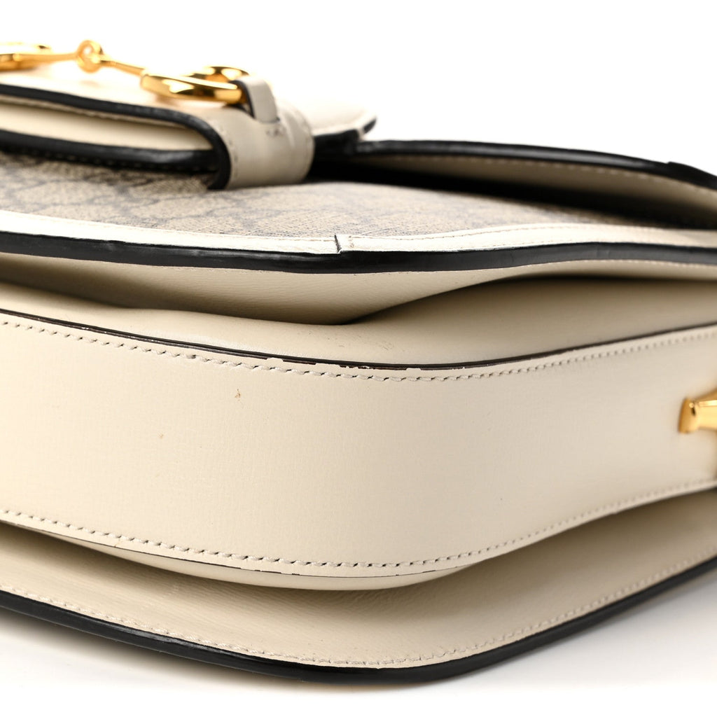 GG Supreme Monogram Horsebit 1955 Shoulder Bag Beige Mystic White