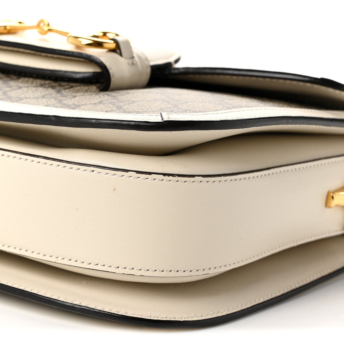 GG Supreme Monogram Horsebit 1955 Shoulder Bag Beige Mystic White