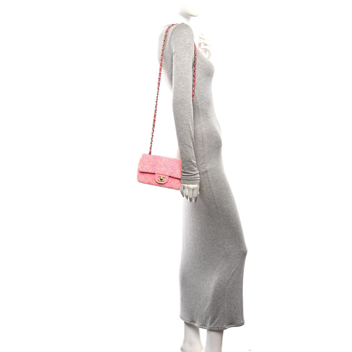 Tweed Quilted Mini Rectangular Flap Pink Orange White