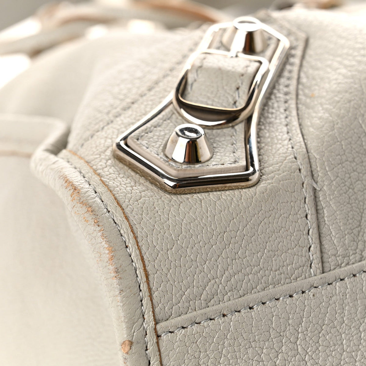 Chevre Silver Metallic Edge Hardware City Gris Glace