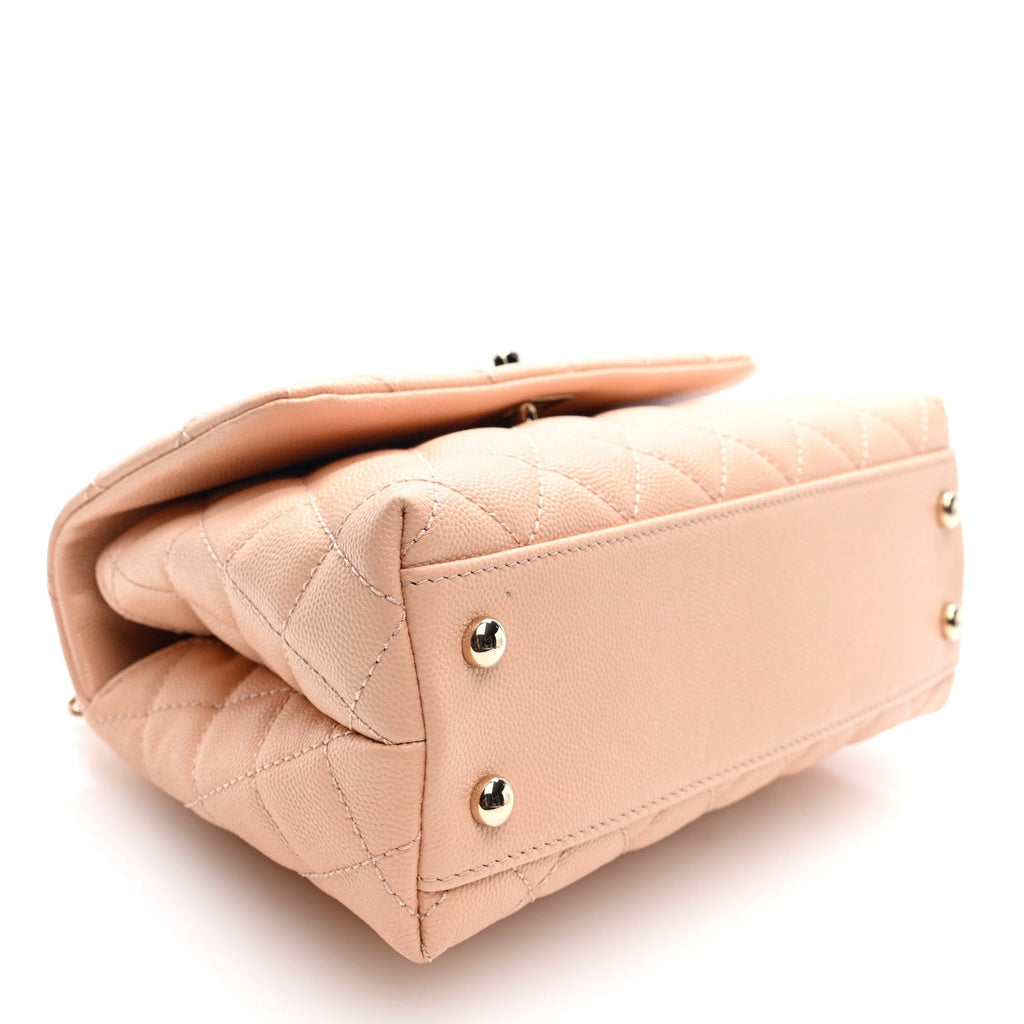 Caviar Quilted Mini Coco Handle Flap Light Pink