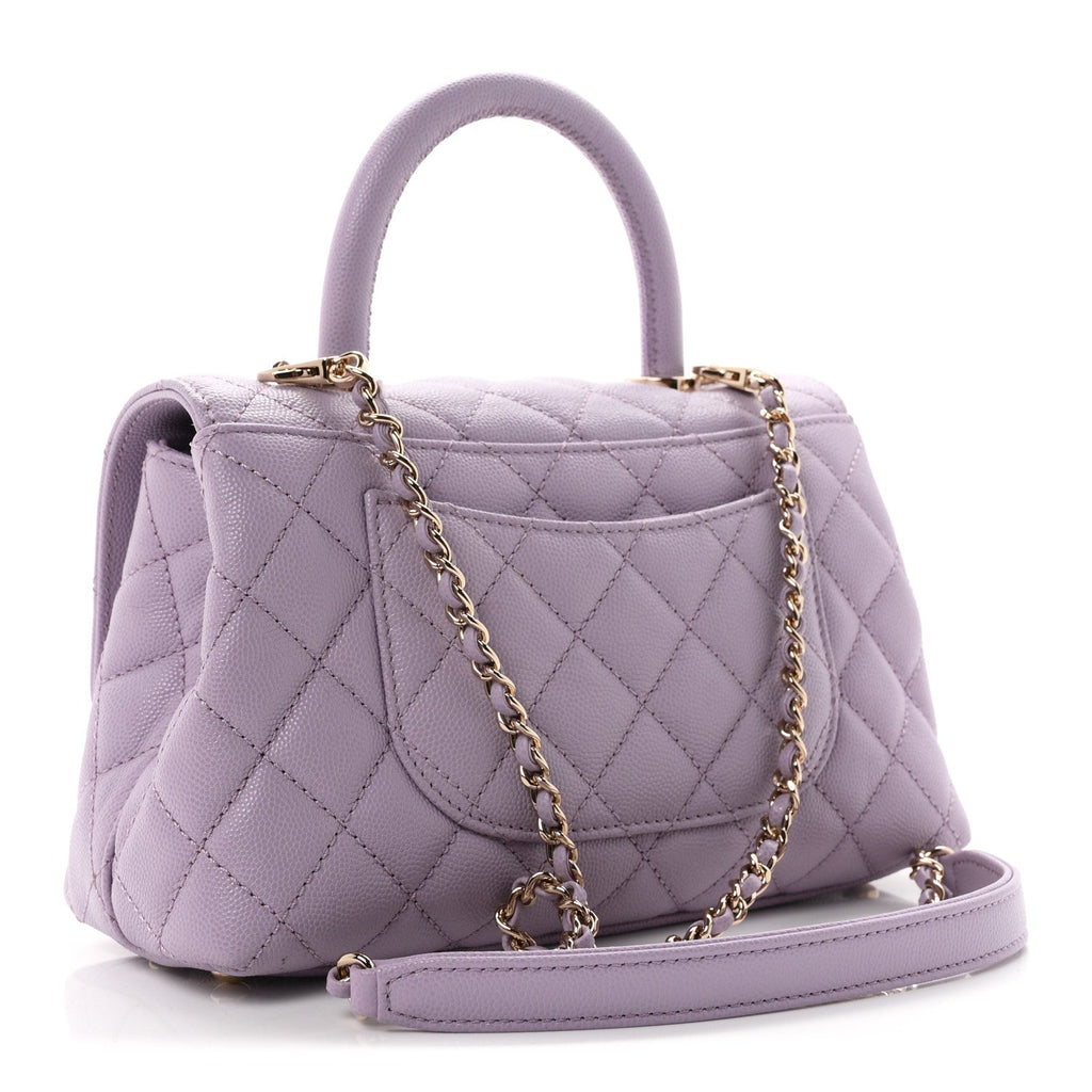Caviar Quilted Mini Coco Handle Flap Light Purple